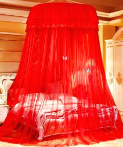 mosquito net double bed red